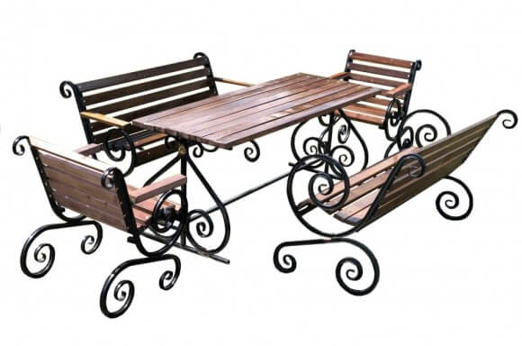 Комплект садовой мебели «УЗОРНЫЙ» (скамейки, стол, кресло) 